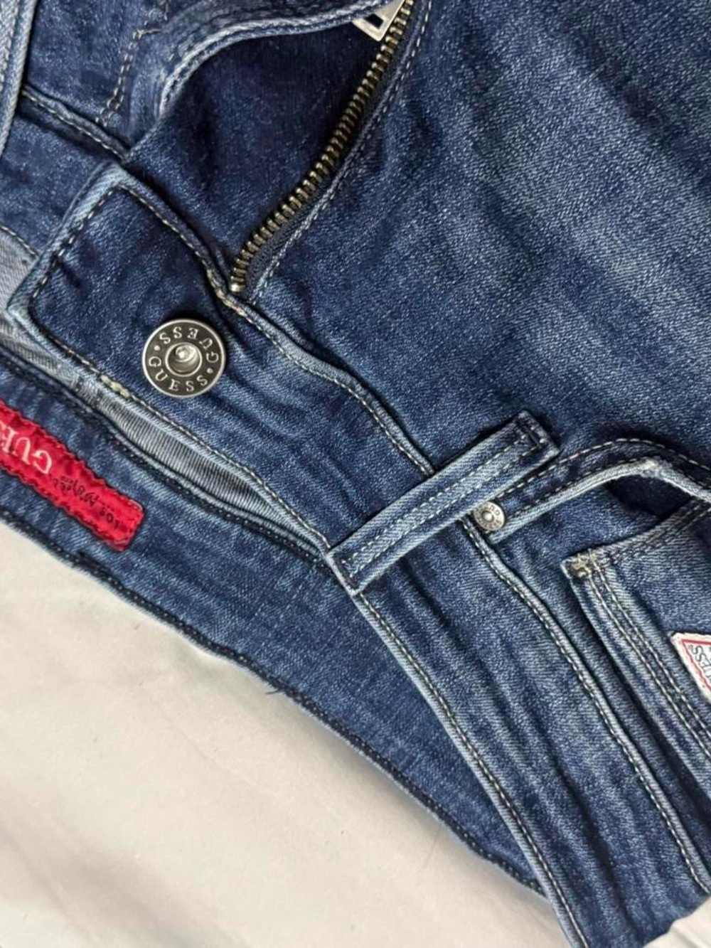 Guess Dark Blue Denim Jeans with Branded Button